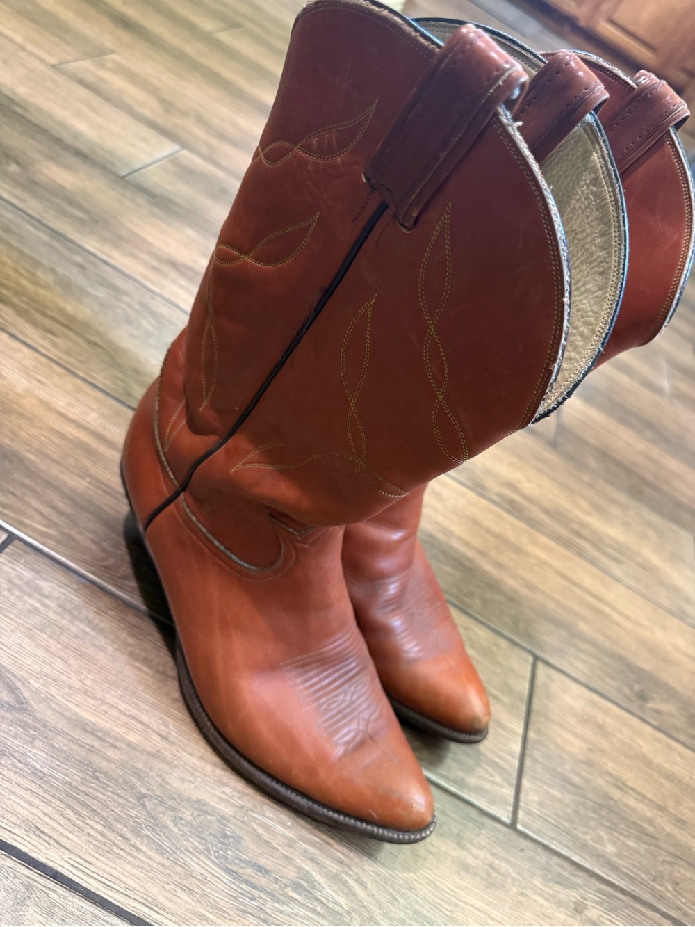 Vintage Tony Lama Men’s size 12D western cowboy boots brown beige